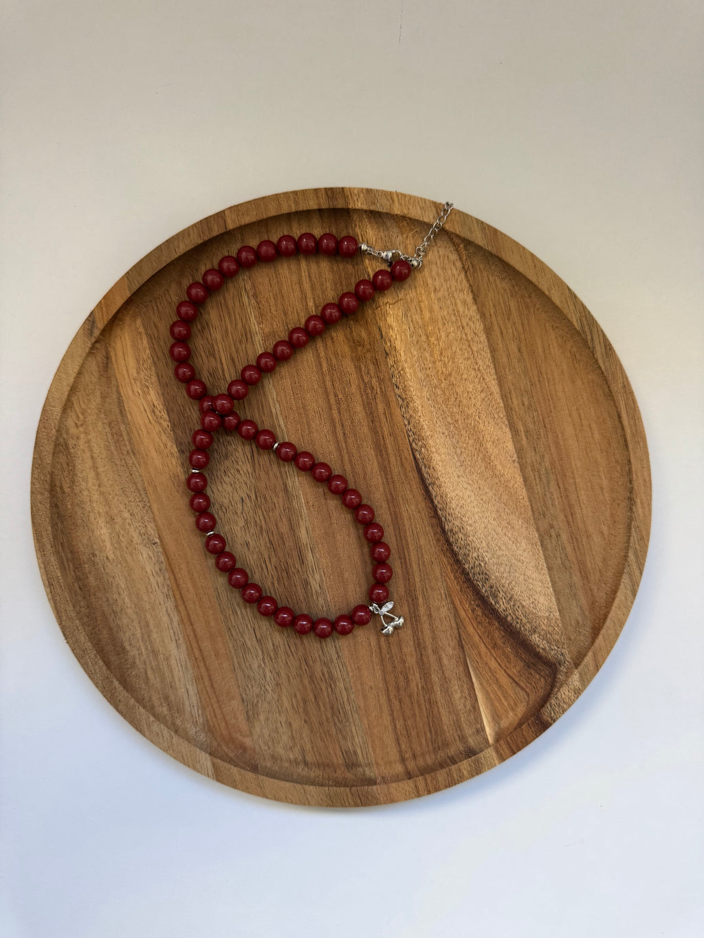 שרשרת חרוזים דובדבן אדום