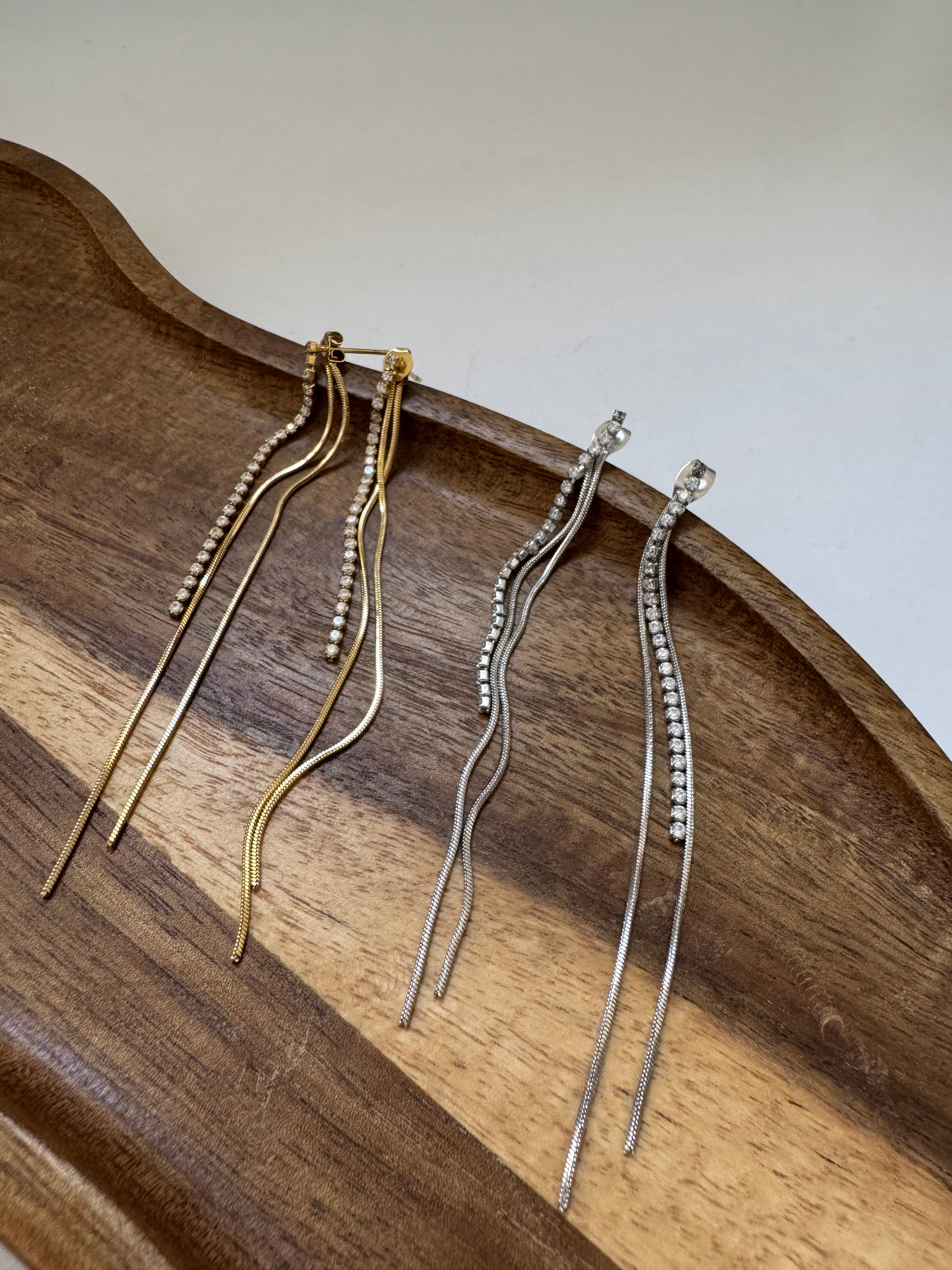 עגילי קריסטלים נופלים