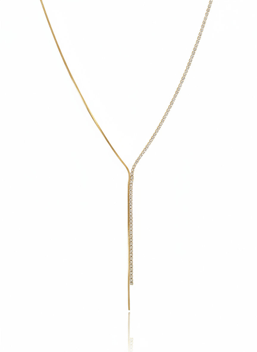 שרשרת עניבה חצי קריסטלים