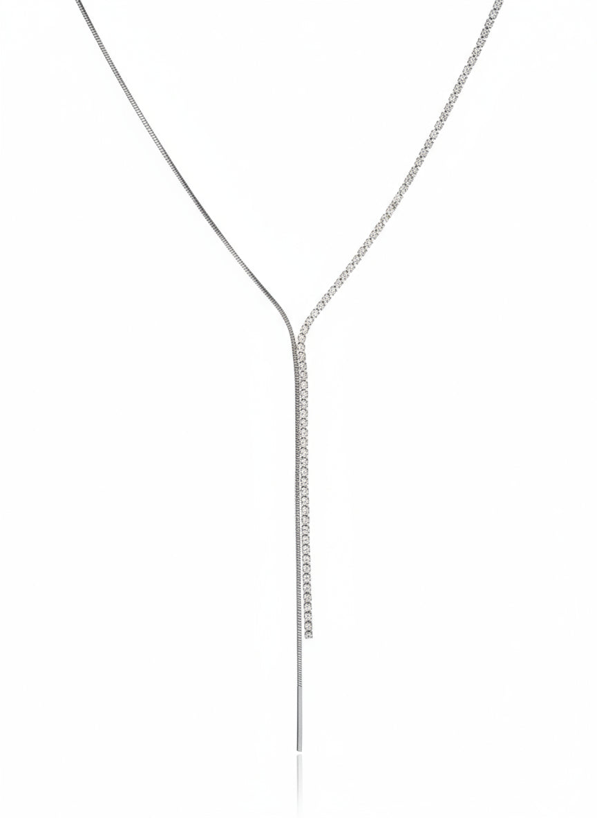 שרשרת עניבה חצי קריסטלים