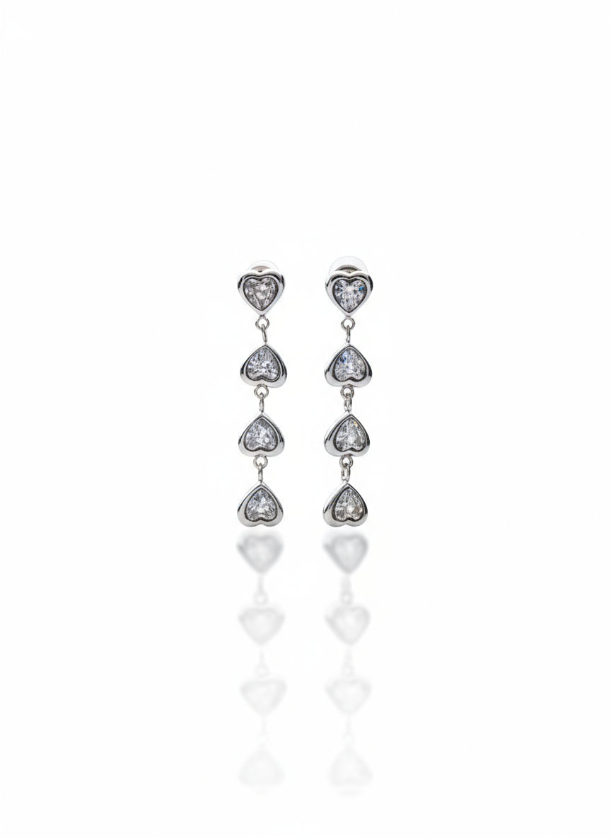 עגילי זירקונים לבבות נופלים